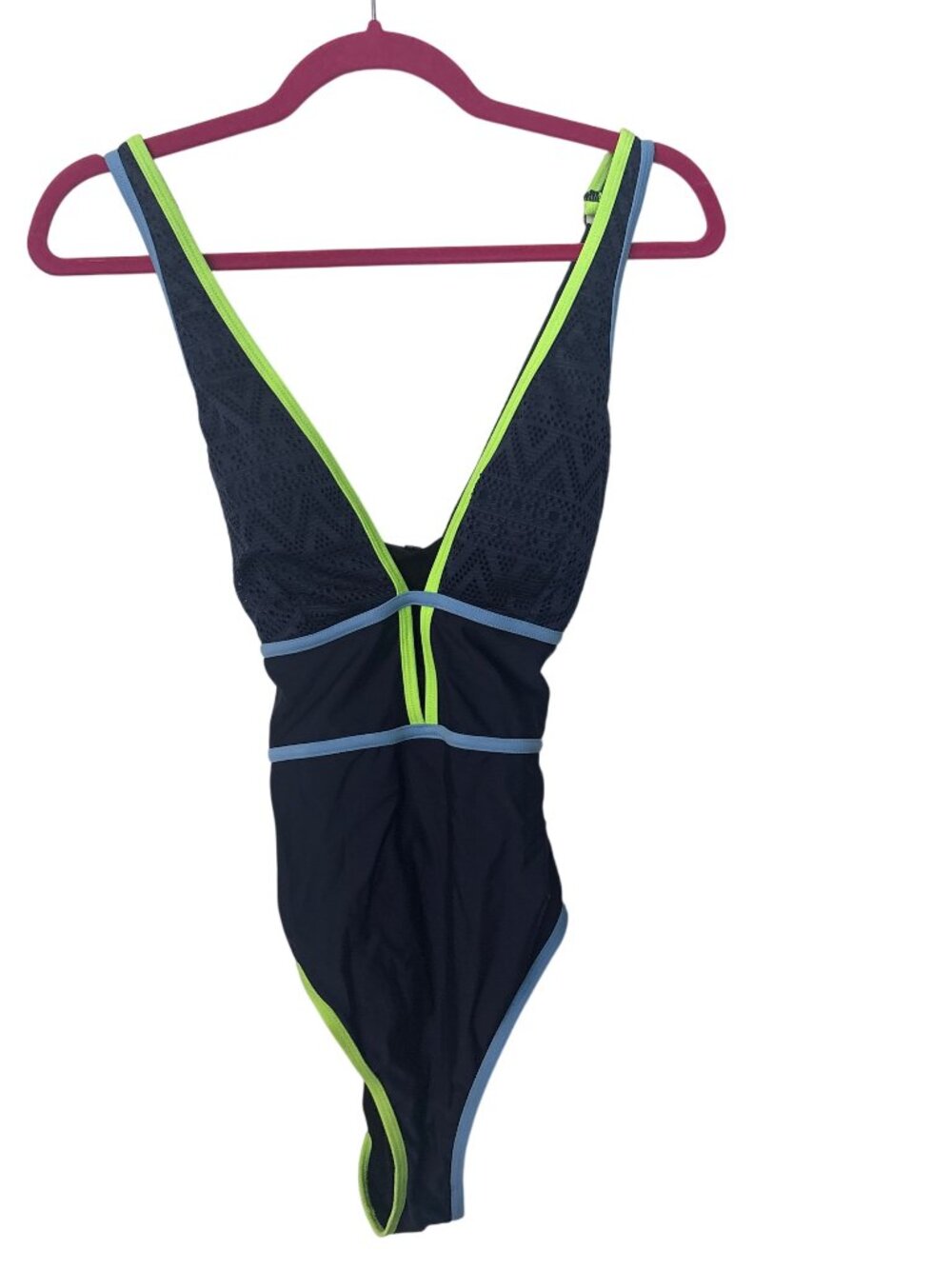 BRAND NEW WITH TAGS- Cupshe Deep V neon trimmed one piece